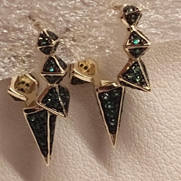 Melinda Maria Jewelry - NEW:Gabriella Pavè Spiked Hoops in Green